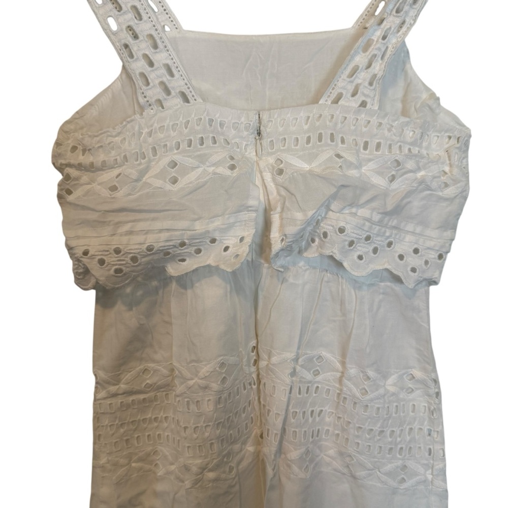 J. Crew 02 White Eyelet Lace Lined Sleeveless Knee Length Sheath Tank Dress - Picture 5 of 10